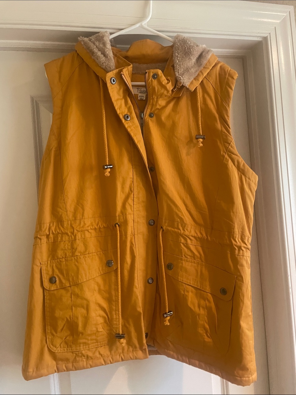 Fleece-Lined Mustard Hooded Vest - Women